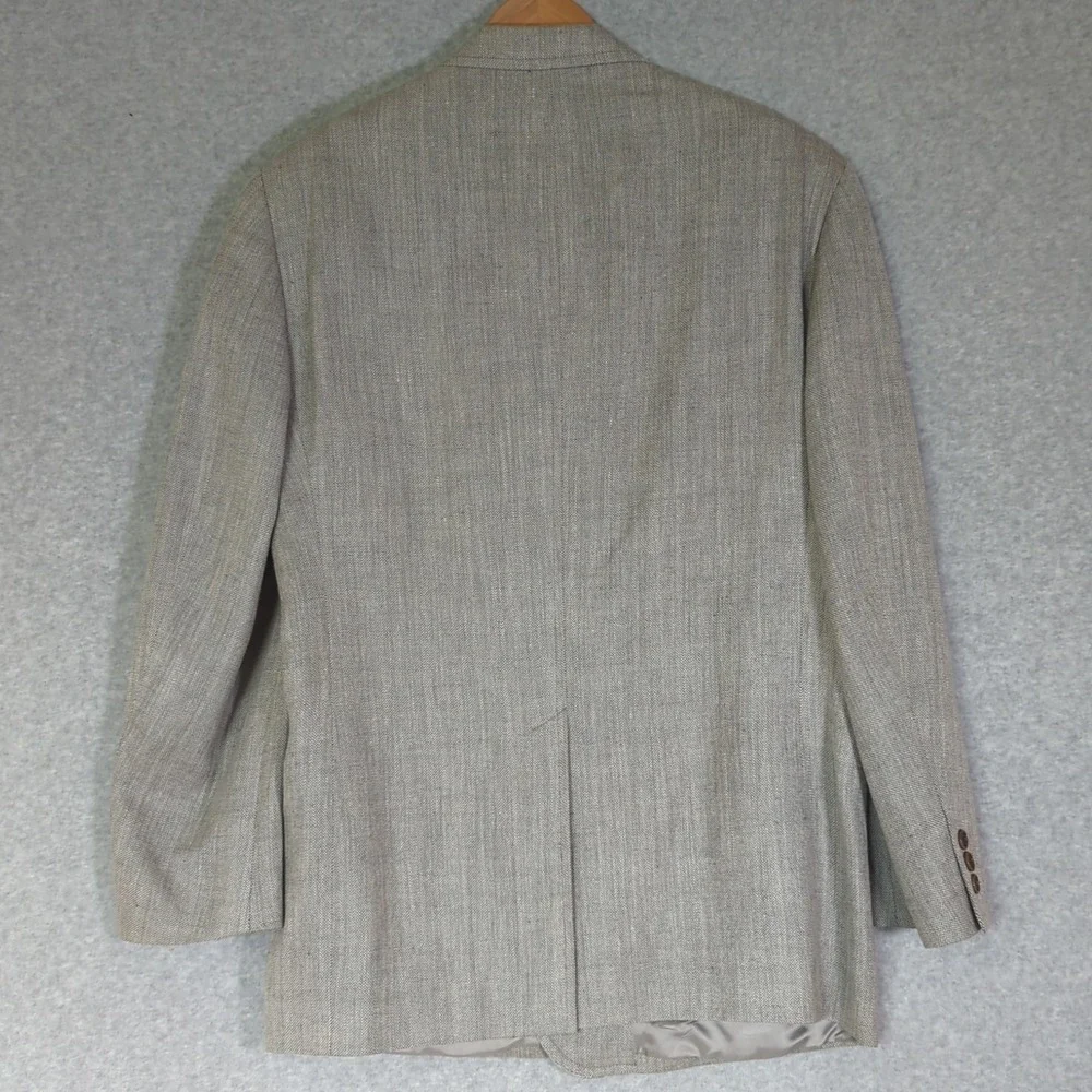 Brooks Brothers Sport Coat Blazer Mens 43R Light Gray Silk Linen Wool Italy Made